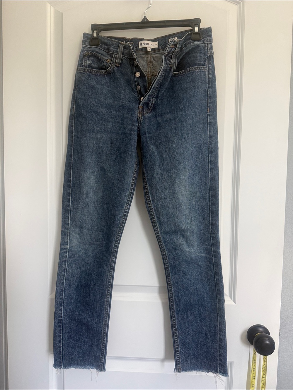 Re/Done Classic Straight-Leg Jeans in Medium Blue
